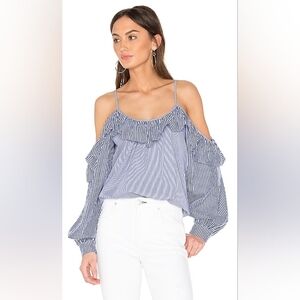 Parker NY Powder Blue Striped Maureen Combo Cold Shoulder Long Sleeve Medium